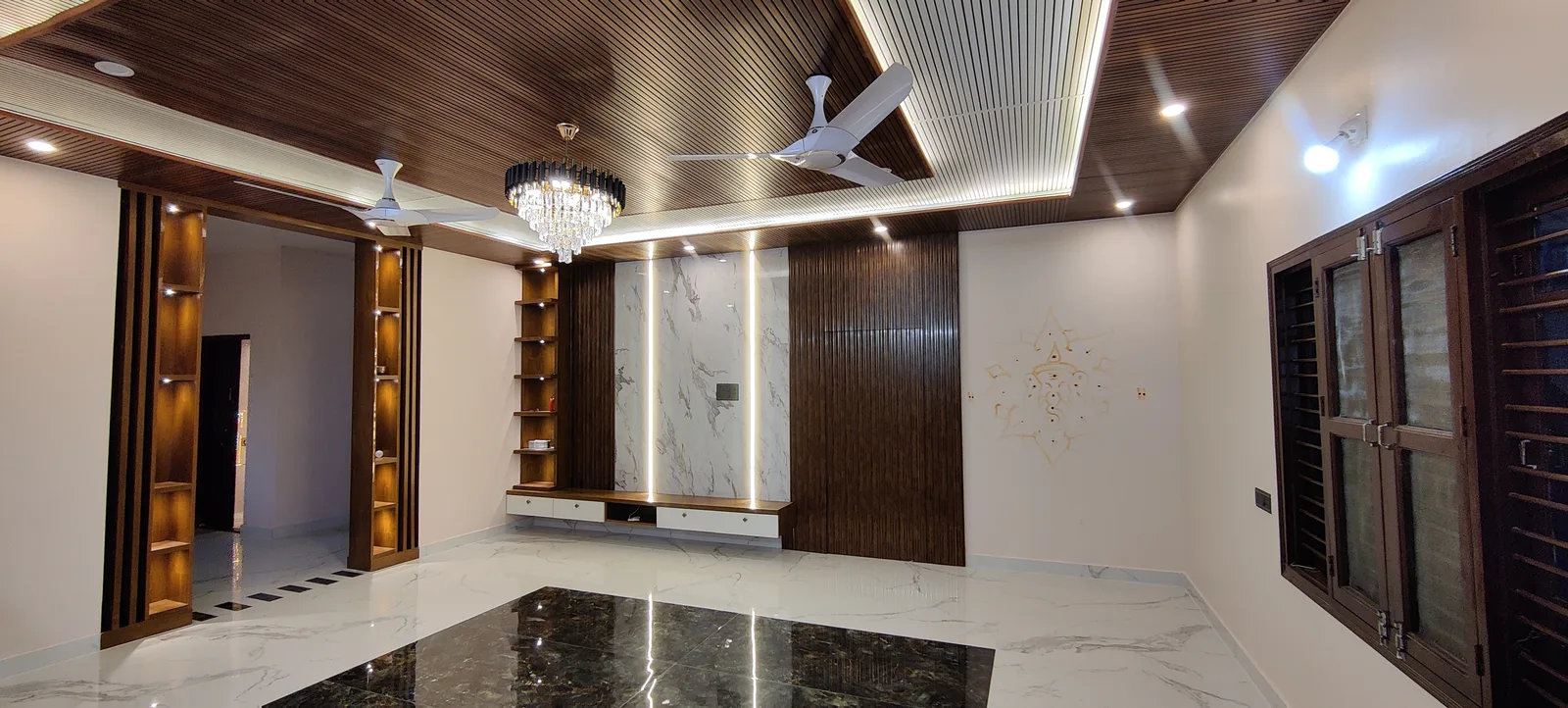 Timber false ceiling living hall
